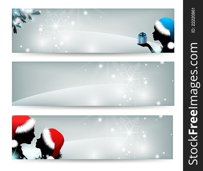 Set of silvery Christmas banners. Shining background for your text. Set of silvery Christmas banners. Shining background for your text