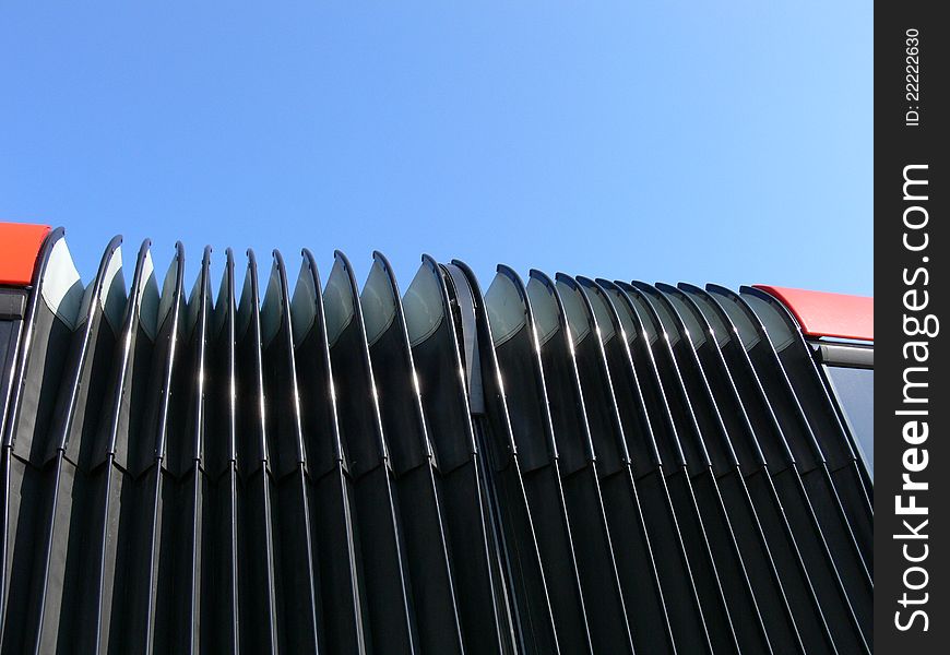 View on a middle joint of harmonica bus. View on a middle joint of harmonica bus