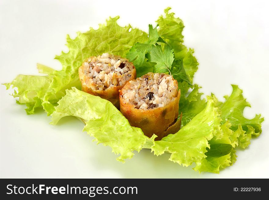 Chinese spring rolls with fresh vegetable