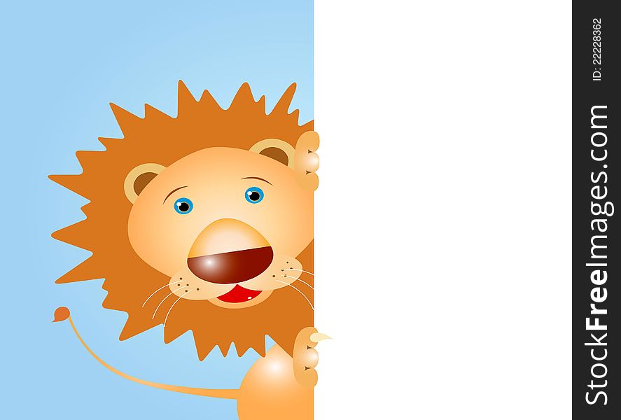 Cartoon Lion and board for your ads. Cartoon Lion and board for your ads