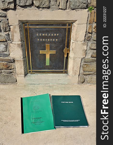 Each war commission maintained cemetery in northern france has a visitors book such as this. Each war commission maintained cemetery in northern france has a visitors book such as this