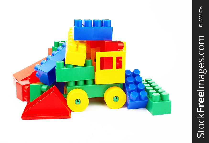 Set of color building blocks  on white background. Set of color building blocks  on white background