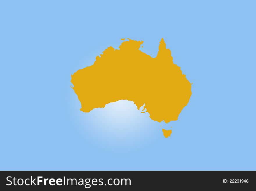 Map of the continent of Australia. Map of the continent of Australia.