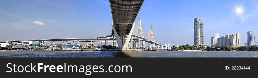 Bhumibol bridge in Bangkok, Thailand