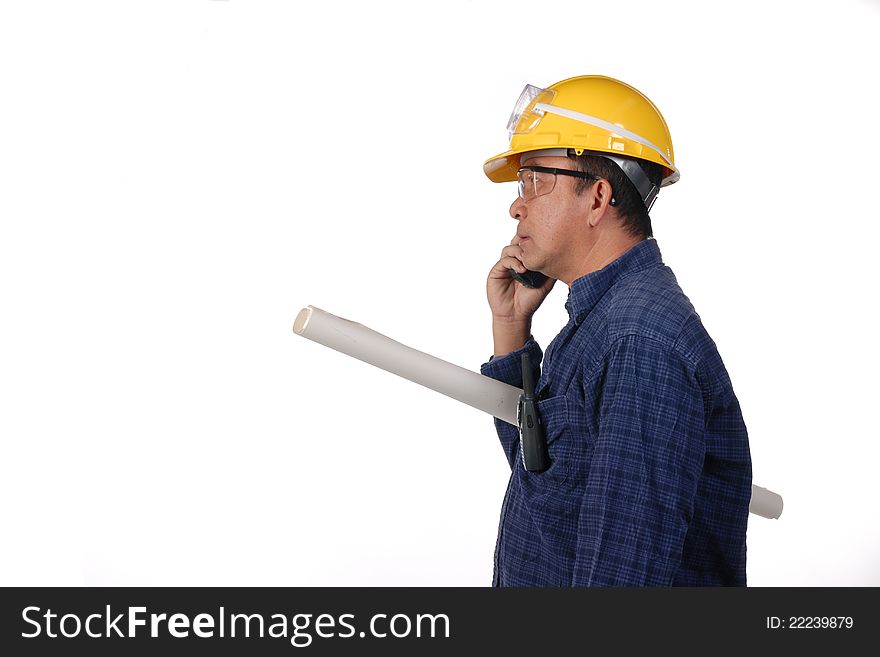 Construction and Oil field worker with yellow hardhat