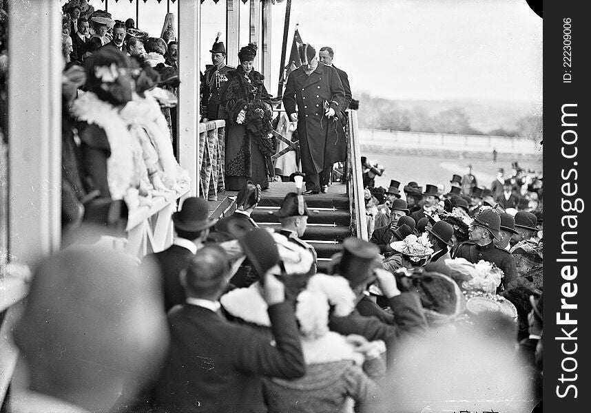 Waterford Royal Visit, King And Queen On Grand Stand Steps