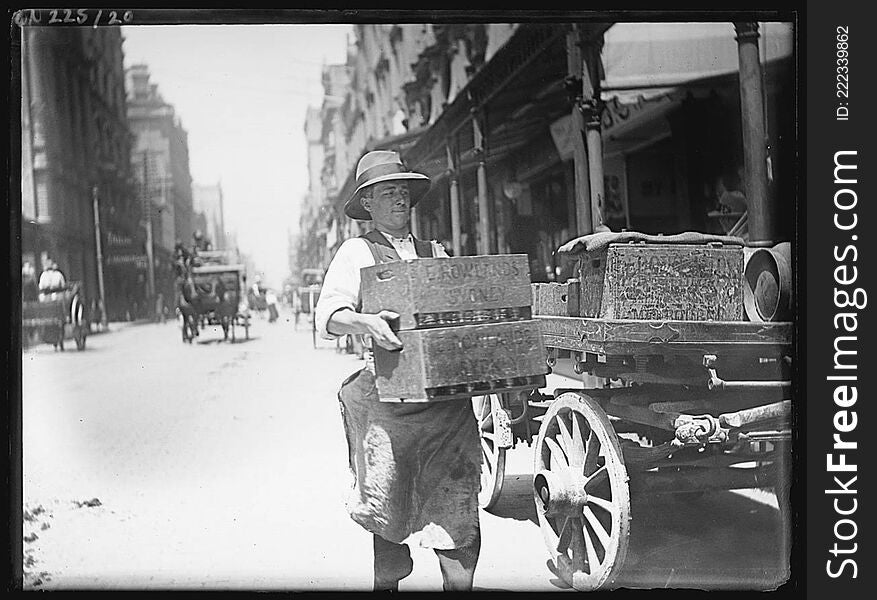 Streetscenes including pedestrians on King Street, George Street, Pitt Street, plus horsedrawn vehicles and activities on York and Castlereagh Streets, including the delivery of ice, bottle and gas cylinders.

Format: Glass photonegative

Find more detailed information about this photographic collection: acms.sl.nsw.gov.au/item/itemDetailPaged.aspx?itemID=404293

From the collection of the State Library of New South Wales www.sl.nsw.gov.au. Streetscenes including pedestrians on King Street, George Street, Pitt Street, plus horsedrawn vehicles and activities on York and Castlereagh Streets, including the delivery of ice, bottle and gas cylinders.

Format: Glass photonegative

Find more detailed information about this photographic collection: acms.sl.nsw.gov.au/item/itemDetailPaged.aspx?itemID=404293

From the collection of the State Library of New South Wales www.sl.nsw.gov.au