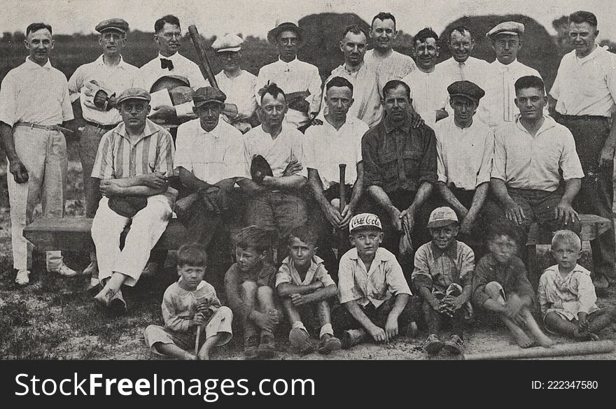 This photograph accompanied an article titled Baseball History which summarized the 1918 baseball season of the Upper Arlington team. Baseball games were held at the Upper Arlington Ball Park on Thompson Field, which was located north of King Avenue, east of Bedford Road, and south of Tremont Road. Games were played during the summer with practices held on Tuesday evenings and games played on Saturday afternoons. Several people are named in the photograph.

Top Row:  George S. Hershey &#x28;&quot;George Washington&quot;&#x29;; Ed Nace; Frank P. Rogers &#x28;&quot;Mexican&quot;&#x29;; Paul G. Spence &#x28;&quot;Sure-Shot&quot;&#x29;; King Gibson Thompson &#x28;&quot;Two-Bits&quot;&#x29;; Orr S. Zimmerman &#x28;&quot;Home-Run&quot;&#x29;; Carey Clayton Hoel &#x28;&quot;Smiles&quot;&#x29;; William F. Kern &#x28;&quot;Has-Been&quot;&#x29;; Henry Miller &#x28;&quot;Baldy&quot;&#x29;; John Weller Wuichet &#x28;&quot;Pat&quot;&#x29;; Manager, Evan Lawrence Mahaffey.

Middle Row: Herman Rolf &#x28;&quot;Jockey&quot;&#x29;; Frank J. Bornhauser &#x28;&quot;Shorty&quot;&#x29;; Dr. Earl Ryan &#x28;&quot;Doc&quot; or &quot;Curly&quot;&#x29;; Evan J. Crane &#x28;&quot;Owl&quot;&#x29;; J. J. Morgan &#x28;&quot;Pierpont&quot;&#x29;; Captain, George Woodford Thomas &#x28;&quot;Goat&quot;&#x29;, Herbert Sherwood Warwick &#x28;&quot;Runt&quot;&#x29;.

Bottom Row: batboys, mascots, and water carriers.

This image available online at the UA Archives &gt;&gt;

Read the related &quot;Norwester&quot; magazine article at the UA Archives &gt;&gt;

----------------------------------------

Identifier: hinw13p014i01
Date &#x28;yyyy-mm-dd&#x29;: c. 1918-11
Original Dimensions: 17 cm x 10 cm
Format: Black and White Halftone Photograph
Source: Norwester, November 1918, page 14
Original Publisher: Upper Arlington Community &#x28;Ohio&#x29;
Location/s: Upper Arlington &#x28;USA, Ohio, Franklin County&#x29;
Repository: Upper Arlington Historical Society
Digital Publisher: Upper Arlington Public Library, UA Archives

Credit: UA Archives - Upper Arlington Public Library &#x28;Repository: UA Historical Society&#x29;. This photograph accompanied an article titled Baseball History which summarized the 1918 baseball season of the Upper Arlington team. Baseball games were held at the Upper Arlington Ball Park on Thompson Field, which was located north of King Avenue, east of Bedford Road, and south of Tremont Road. Games were played during the summer with practices held on Tuesday evenings and games played on Saturday afternoons. Several people are named in the photograph.

Top Row:  George S. Hershey &#x28;&quot;George Washington&quot;&#x29;; Ed Nace; Frank P. Rogers &#x28;&quot;Mexican&quot;&#x29;; Paul G. Spence &#x28;&quot;Sure-Shot&quot;&#x29;; King Gibson Thompson &#x28;&quot;Two-Bits&quot;&#x29;; Orr S. Zimmerman &#x28;&quot;Home-Run&quot;&#x29;; Carey Clayton Hoel &#x28;&quot;Smiles&quot;&#x29;; William F. Kern &#x28;&quot;Has-Been&quot;&#x29;; Henry Miller &#x28;&quot;Baldy&quot;&#x29;; John Weller Wuichet &#x28;&quot;Pat&quot;&#x29;; Manager, Evan Lawrence Mahaffey.

Middle Row: Herman Rolf &#x28;&quot;Jockey&quot;&#x29;; Frank J. Bornhauser &#x28;&quot;Shorty&quot;&#x29;; Dr. Earl Ryan &#x28;&quot;Doc&quot; or &quot;Curly&quot;&#x29;; Evan J. Crane &#x28;&quot;Owl&quot;&#x29;; J. J. Morgan &#x28;&quot;Pierpont&quot;&#x29;; Captain, George Woodford Thomas &#x28;&quot;Goat&quot;&#x29;, Herbert Sherwood Warwick &#x28;&quot;Runt&quot;&#x29;.

Bottom Row: batboys, mascots, and water carriers.

This image available online at the UA Archives &gt;&gt;

Read the related &quot;Norwester&quot; magazine article at the UA Archives &gt;&gt;

----------------------------------------

Identifier: hinw13p014i01
Date &#x28;yyyy-mm-dd&#x29;: c. 1918-11
Original Dimensions: 17 cm x 10 cm
Format: Black and White Halftone Photograph
Source: Norwester, November 1918, page 14
Original Publisher: Upper Arlington Community &#x28;Ohio&#x29;
Location/s: Upper Arlington &#x28;USA, Ohio, Franklin County&#x29;
Repository: Upper Arlington Historical Society
Digital Publisher: Upper Arlington Public Library, UA Archives

Credit: UA Archives - Upper Arlington Public Library &#x28;Repository: UA Historical Society&#x29;