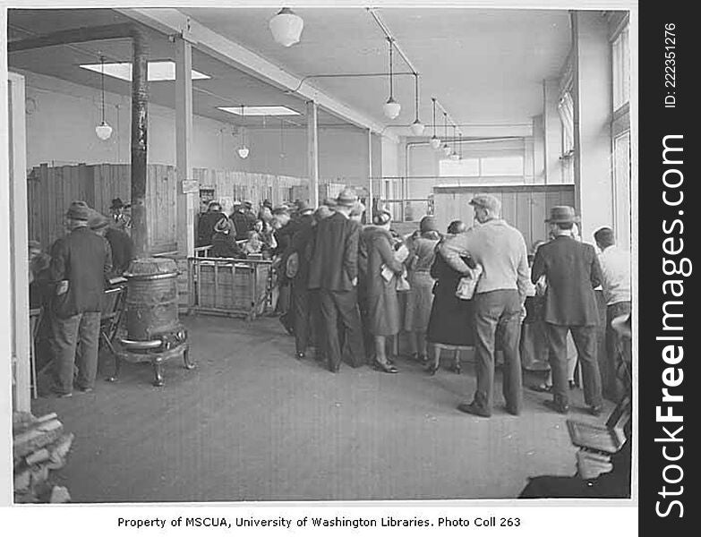 Food Bank Interior, King County, ca. 1934

Photographer: 
Unknown

Subjects &#x28;LCSH&#x29;:
Food banks--Washington &#x28;State&#x29; 

Digital Collection: 
Federal Emergency Relief Administration &#x28;FERA&#x29;
content.lib.washington.edu/feraweb/index.html

Item Number: FER0222

Persistent URL:
content.lib.washington.edu/u?/fera,132

Visit Special Collections reproductions and rights page for information on ordering a copy.

University of Washington Libraries. Digital Collections content.lib.washington.edu/