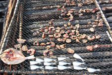 Dried Fish In The Fisherman Village Stock Image