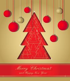 Gold And Red Christmas Postcard Royalty Free Stock Images Gold And Red Christmas Postcard Royalty Free Stock Images