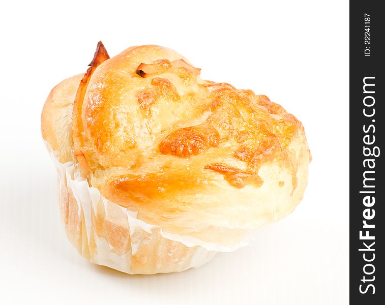 Sweet bread on white background