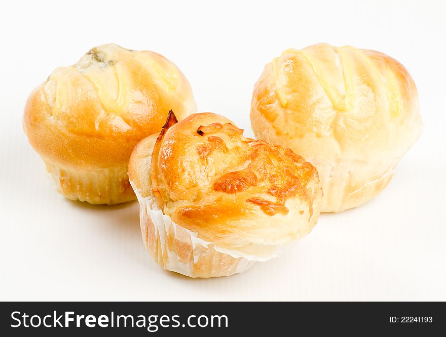 Sweet bread on white background