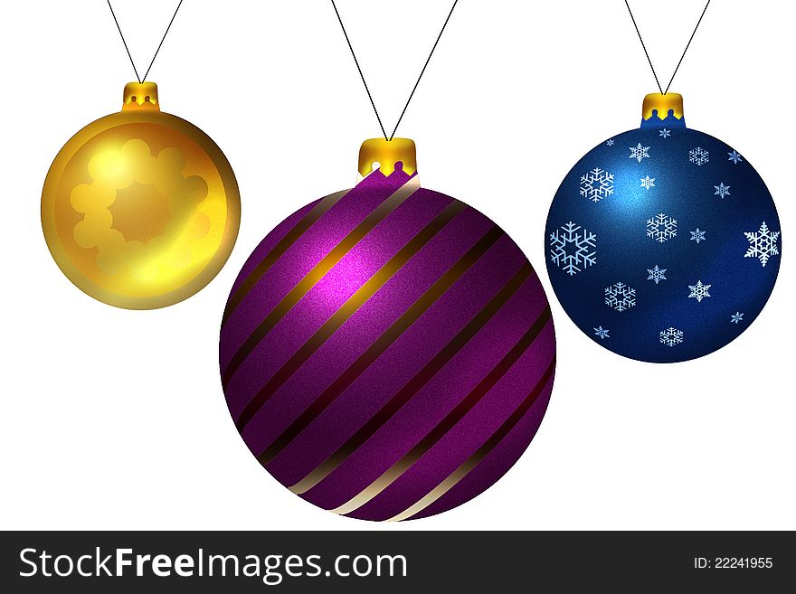 Big Christmas balls with decoration isolated on white. Big Christmas balls with decoration isolated on white