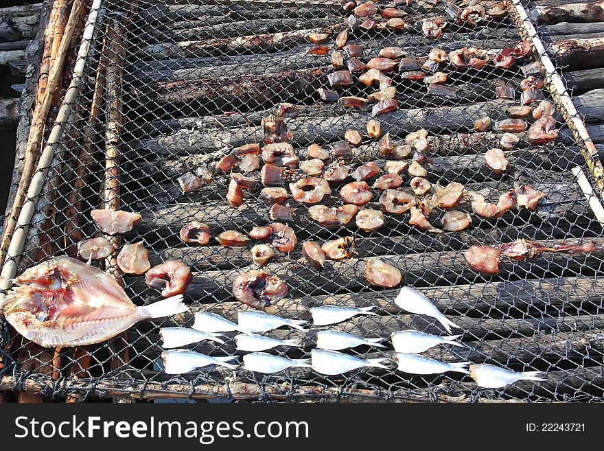 Dried fish in the fisherman village, Phangnga province