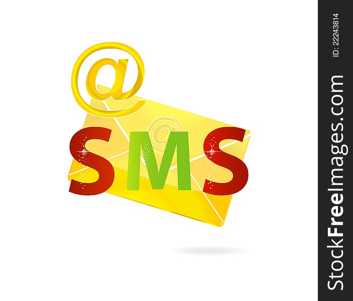 Clear gold mail icon message isolated