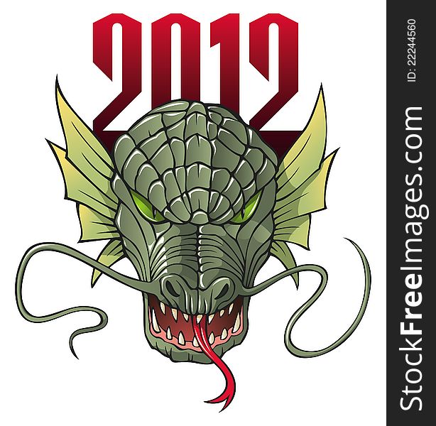 Scary dragon, symbol of 2012 year, vector illustration. Scary dragon, symbol of 2012 year, vector illustration