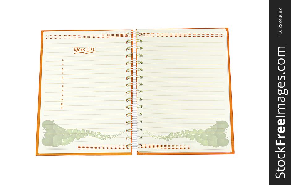 Notebook with empty pages isolated on a white background