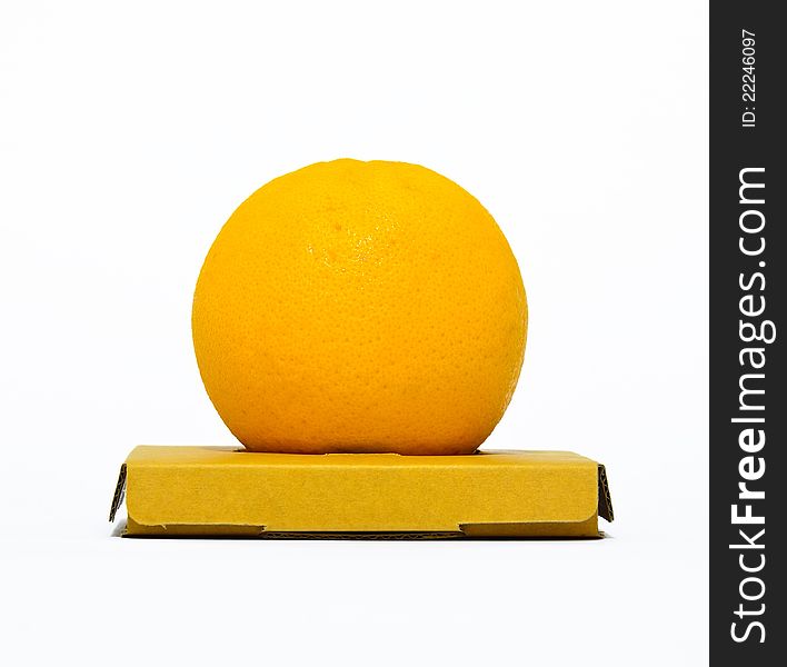 Orange with box on white background