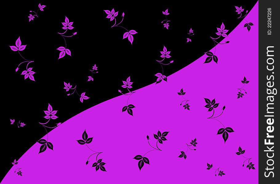 Black and purple background with leaves. Black and purple background with leaves