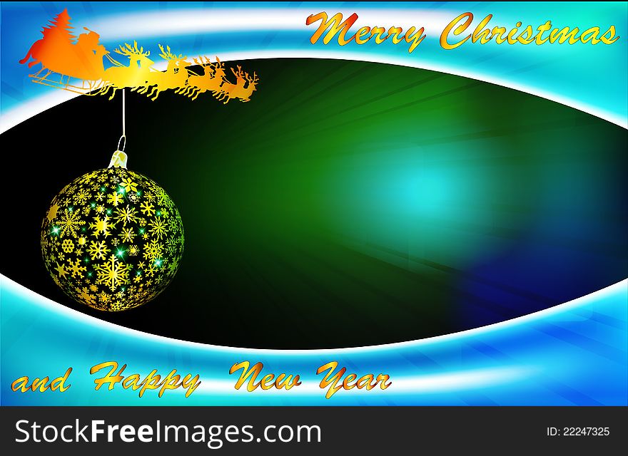 Golden Christmas ball made of gold snowflakes with stars on abstract background, vector illustration