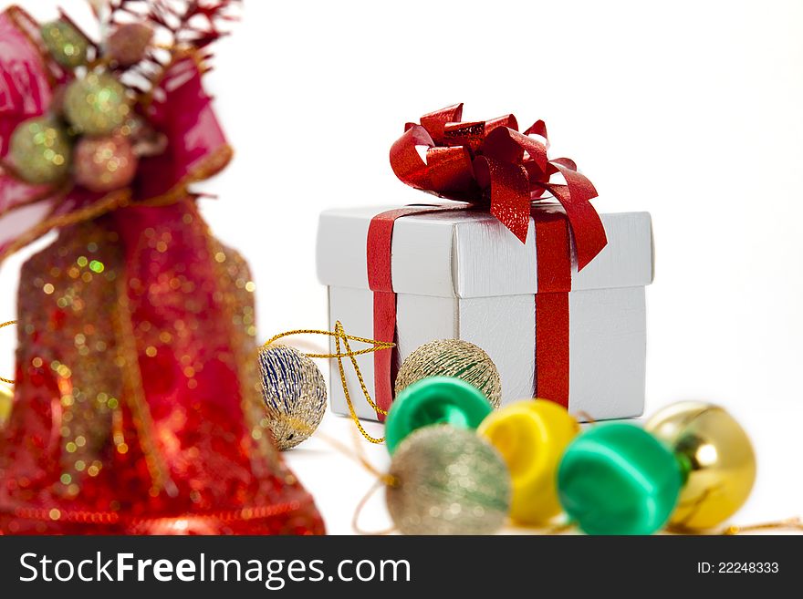 Colorful Christmas Decorations on a White Background