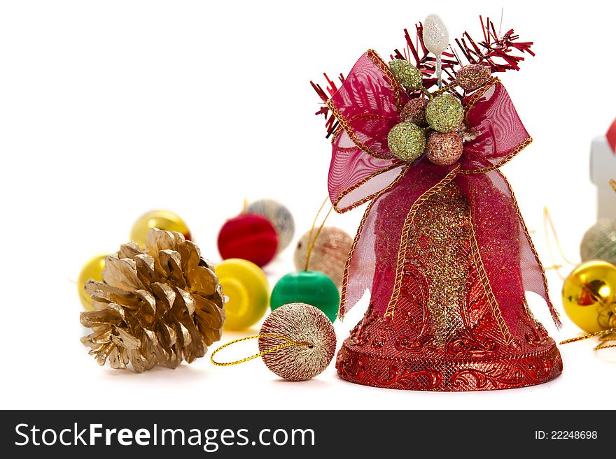 Colorful Christmas Decorations on a White Background