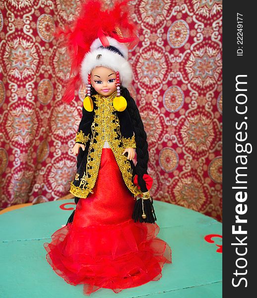 National Kazakh souvenir - Asian doll in national dress. National Kazakh souvenir - Asian doll in national dress