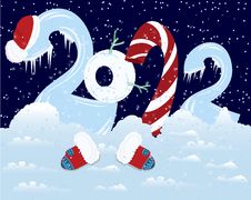 New Year Numbers With Hat And Mittens Royalty Free Stock Photo New Year Numbers With Hat And Mittens Royalty Free Stock Photo