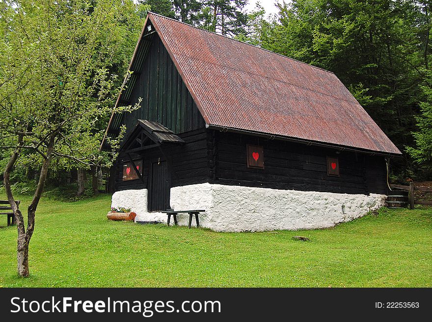 Mountain wood chalet with meadow and forest - Alps Italy. Mountain wood chalet with meadow and forest - Alps Italy