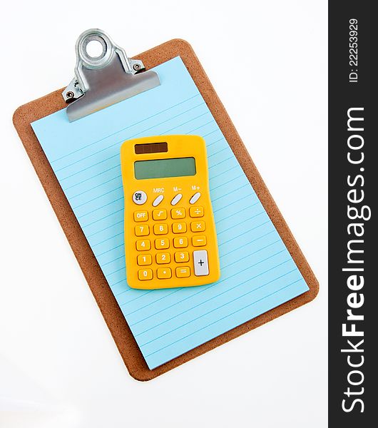 Yellow Calculator On Clipboard