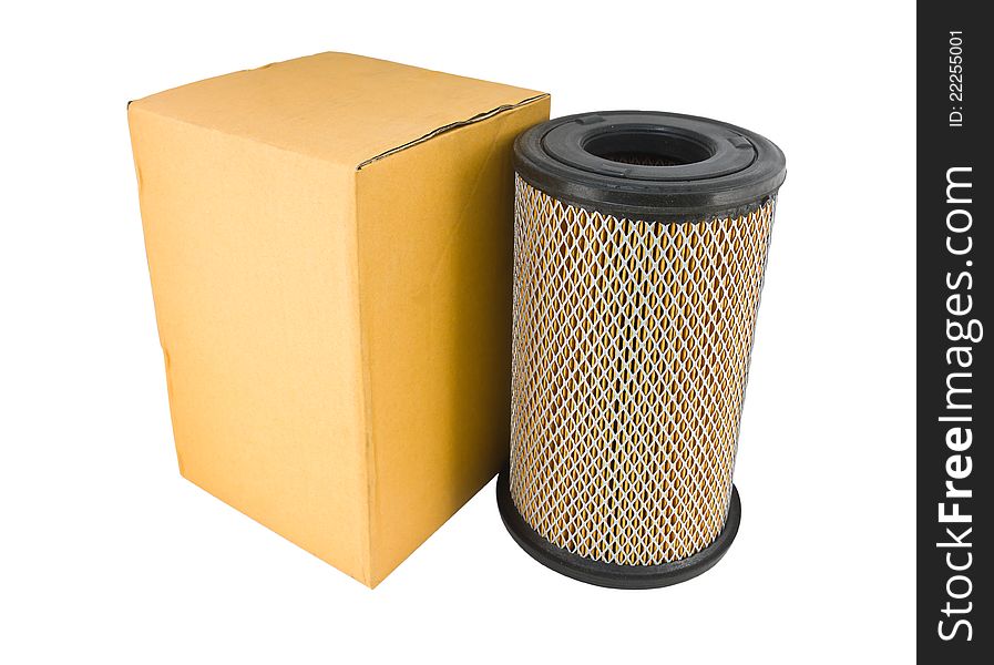 Close-up of a air filter and box