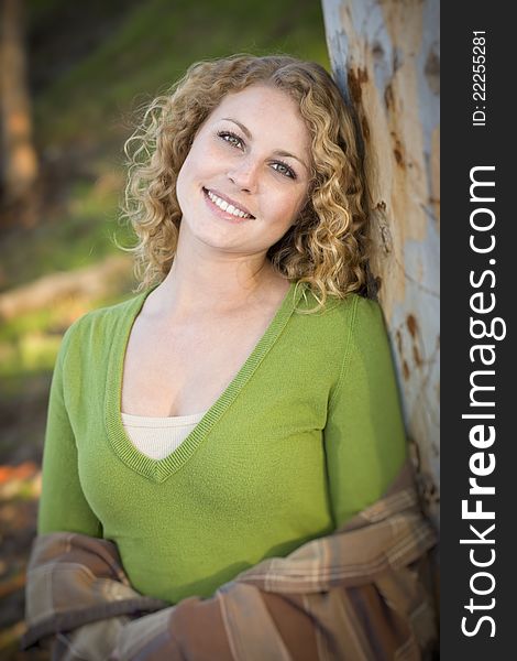 Pretty Young Blonde Smiling Woman Outdoor Portrait. Pretty Young Blonde Smiling Woman Outdoor Portrait.