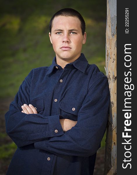 Handsome Young Blue Eyed Boy Portrait Outside. Handsome Young Blue Eyed Boy Portrait Outside