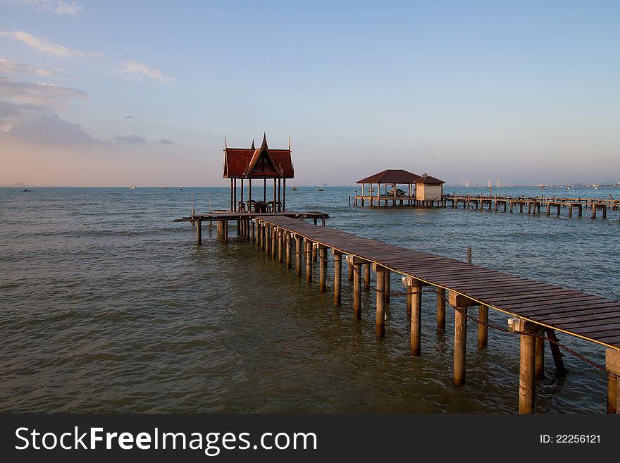 Wood Bridge at sunset in Thailand. Wood Bridge at sunset in Thailand