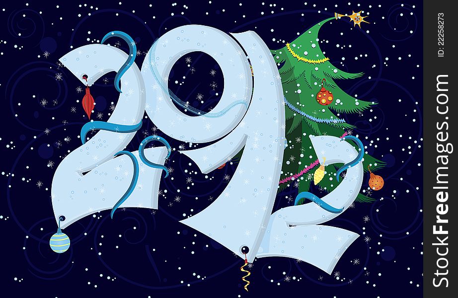 New Year numbers 2012 on blue swirly background. New Year numbers 2012 on blue swirly background