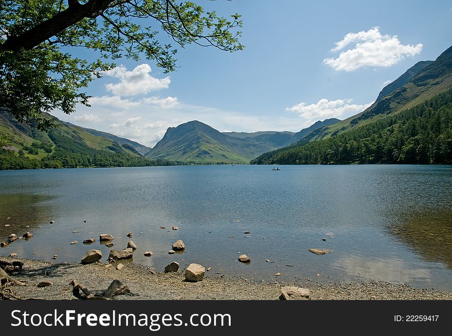 The lake at buttermere in cumbria in england. The lake at buttermere in cumbria in england