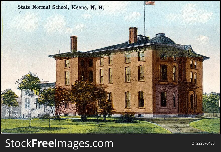 TITLE
Hale Building, Keene State College, Keene, NH

CREATOR

SUBJECT
Universities and colleges - NH - Keene
Houses - NH - Keene

DESCRIPTION
Postcard of the Hale Building, formerly used as an Administration Building, Keene State College located at the corner of Main and Winchester Streets in Keene New Hampshire. It was originally built in 1860 for Ex-Governor Samuel Dinsmoor and was later the home of Governor Samuel W. Hale. In 1909 it was presented to the state by the City of Keene when the Normal School was established.

PUBLISHER
Keene Public Library

DATE DIGITAL
20080414

DATE ORIGINAL

RESOURCE TYPE
photographic postcards

FORMAT
image/jpg

RESOURCE IDENTIFIER
hsyksch024

RIGHTS MANAGMENT
No known restriction on publication.