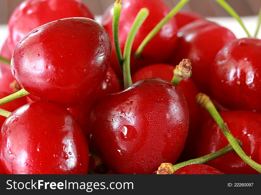 Background of Juicy ripe cherries. Background of Juicy ripe cherries