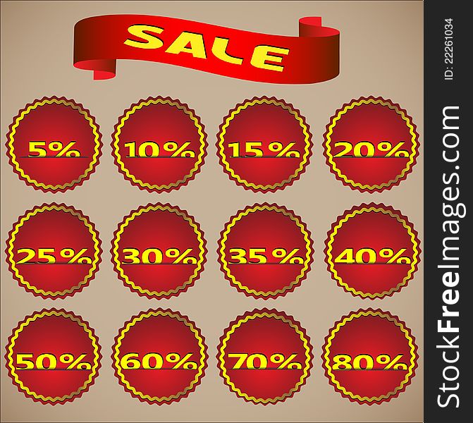 Collection of red sale stickers.Vector eps 10. Collection of red sale stickers.Vector eps 10.