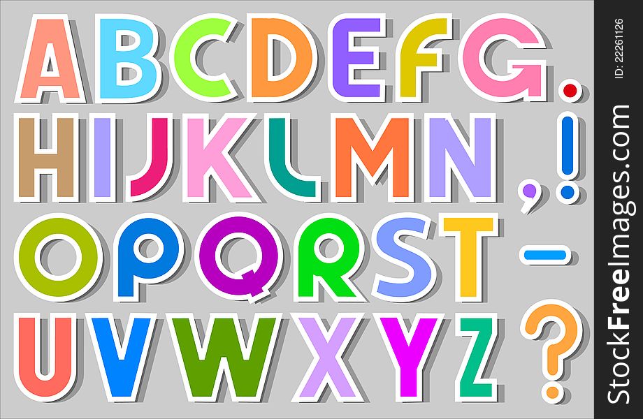 Multicolor Alphabet Stickers. Vector illustration