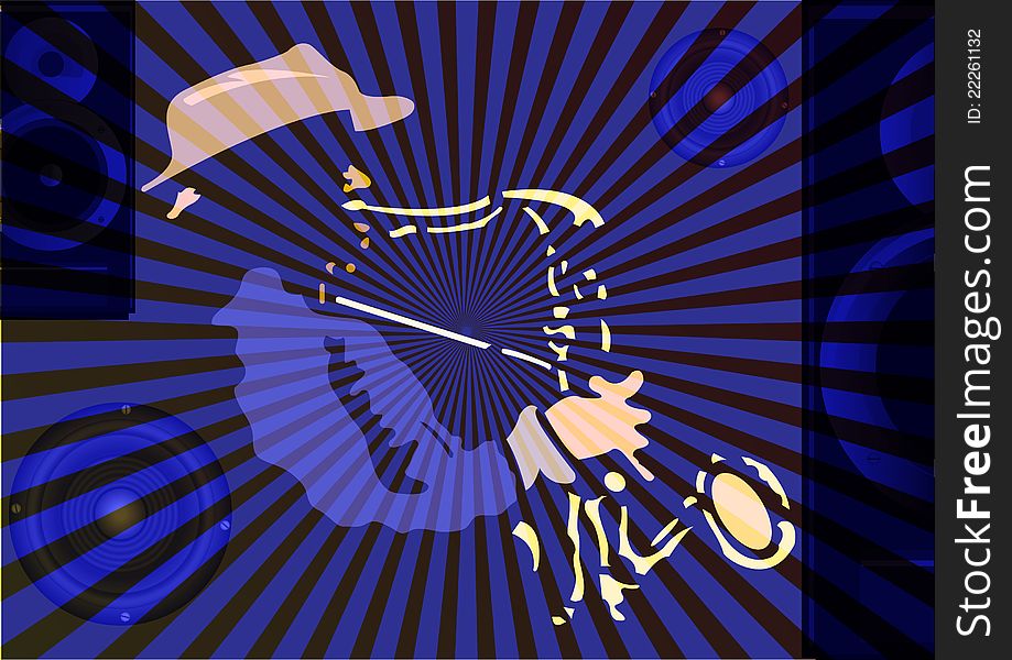 Musical background with saxophone player. Vector illustration.