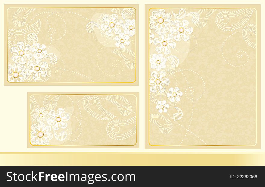 Set flower background with place for text. Set flower background with place for text