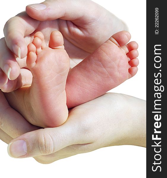Little foots of newborn baby