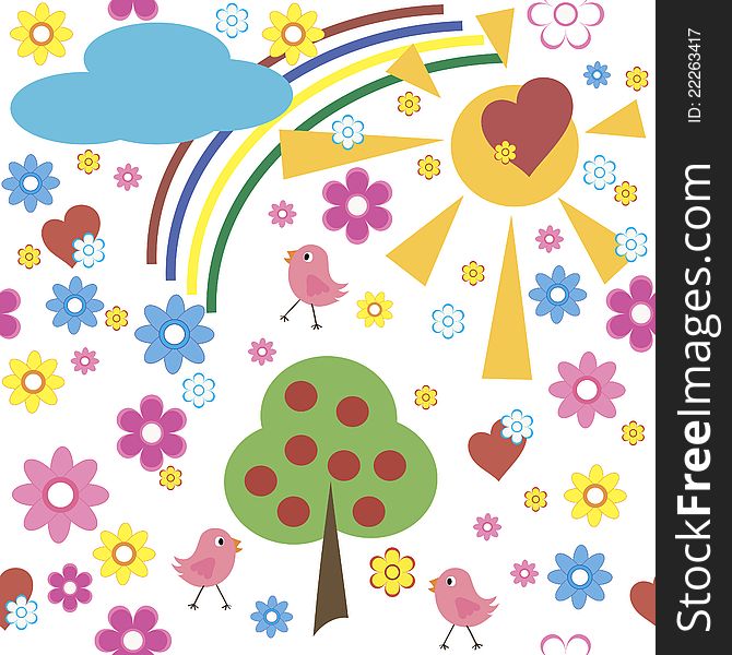 Cute seamless pattern with children's doodles