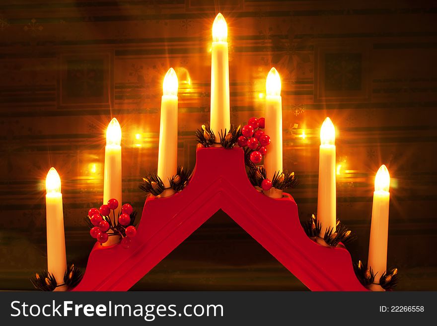 Electric candlesticks for Christmas decoration. Electric candlesticks for Christmas decoration