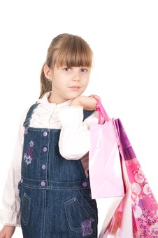 Picture Of Happy Little Girl With Gift Royalty Free Stock Photography