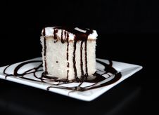 Fudge Drizzled White Cake Stock Photos Fudge Drizzled White Cake Stock Photos