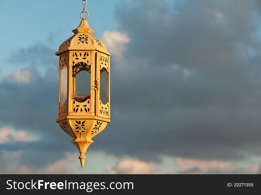 Beautiful Old Lantern Over The Blue Sky