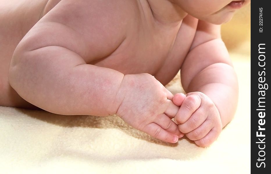 Closeup Hands Of Beautiful Baby